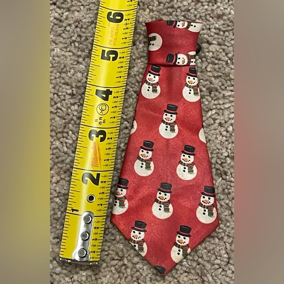 Dog Pet Tie Snowman Christmas Holiday Red - Picture 4 of 4